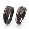 ZOSHI  Design Multi-layers Handmade Braided Genuine Leather Bracelet & Bangle For Men Stainless Steel  Bangles Gifts