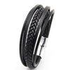 ZOSHI  Design Multi-layers Handmade Braided Genuine Leather Bracelet & Bangle For Men Stainless Steel  Bangles Gifts