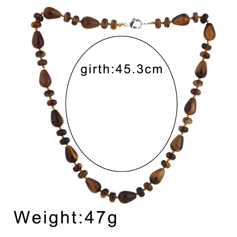 ZOSHI Vintage Women Necklace Jewelry Beaded Choker Nature Tiger Eye Stone Beads Collares Handmade Rope DIY Short Necklace