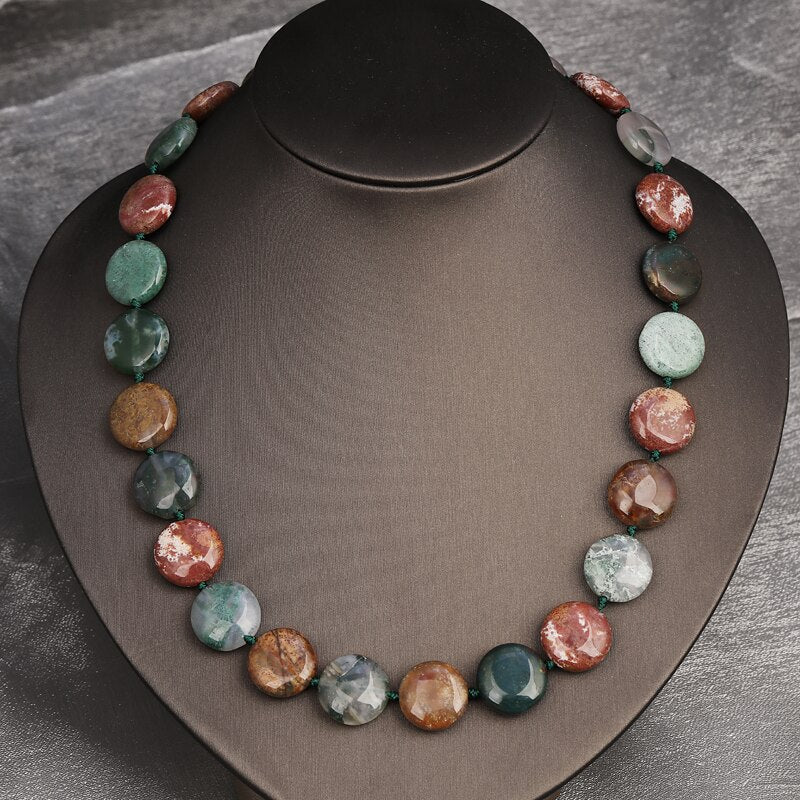 ZOSHI Vintage Women Necklace Jewelry Beaded Choker Nature Tiger Eye Stone Beads Collares Handmade Rope DIY Short Necklace