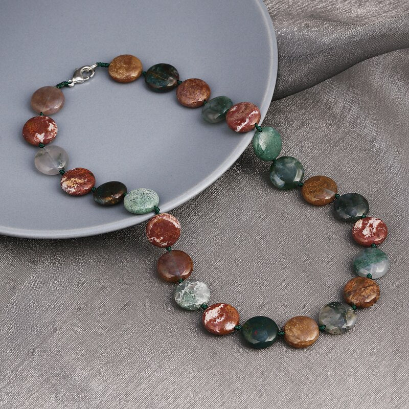 ZOSHI Vintage Women Necklace Jewelry Beaded Choker Nature Tiger Eye Stone Beads Collares Handmade Rope DIY Short Necklace