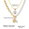 ZOVOLI Layered Punk Chain Necklace Key Lock Pendant Metal Imitation Pearl Necklaces Cuban Link Chain Goth Accessory For Women