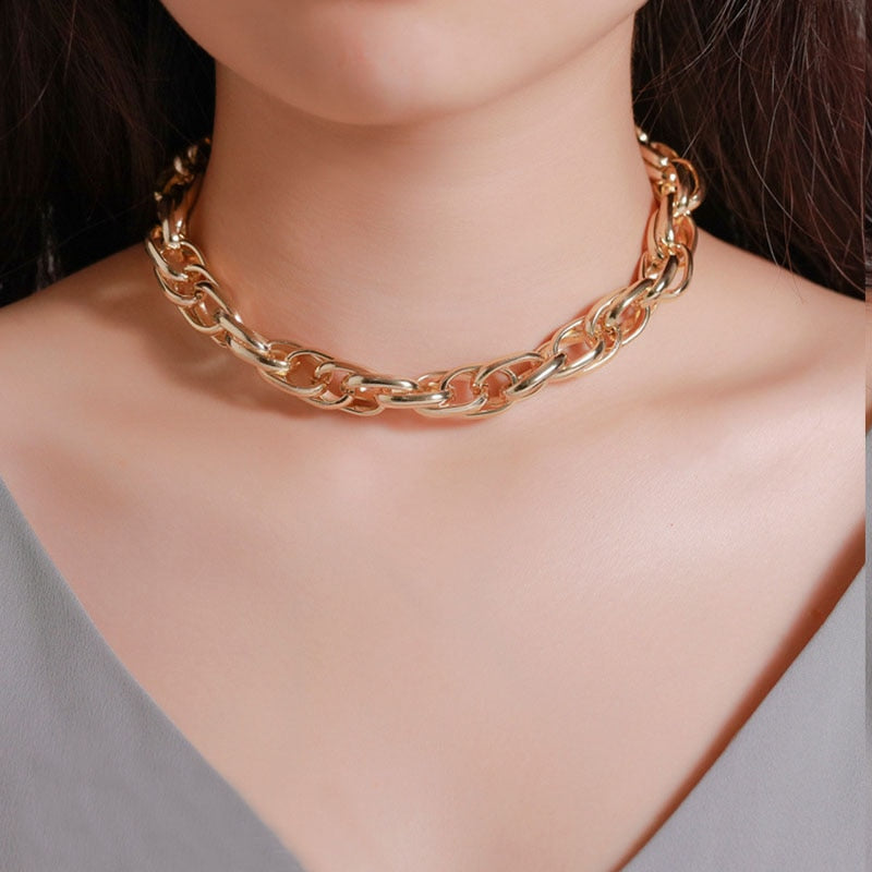 ZOVOLI Punk Cuban Link Thick Chain Choker Necklace Men Statement Gold Minimalist Chunky Necklaces For Women 2021 Hip Hop Jewelry