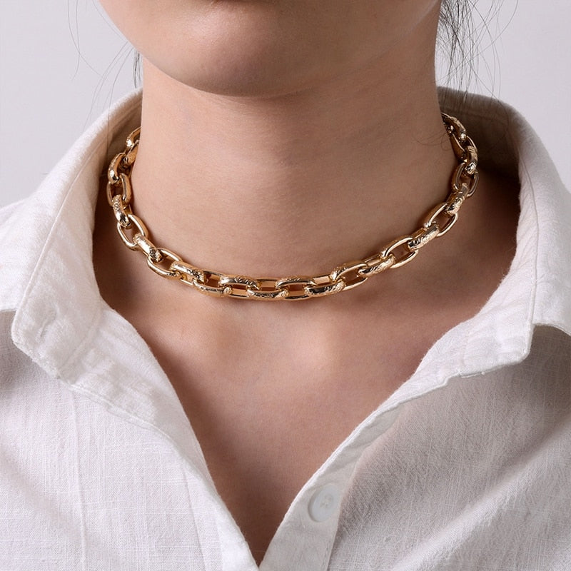 ZOVOLI Punk Cuban Link Thick Chain Choker Necklace Men Statement Gold Minimalist Chunky Necklaces For Women 2021 Hip Hop Jewelry