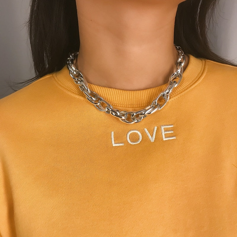 ZOVOLI Punk Cuban Link Thick Chain Choker Necklace Men Statement Gold Minimalist Chunky Necklaces For Women 2021 Hip Hop Jewelry