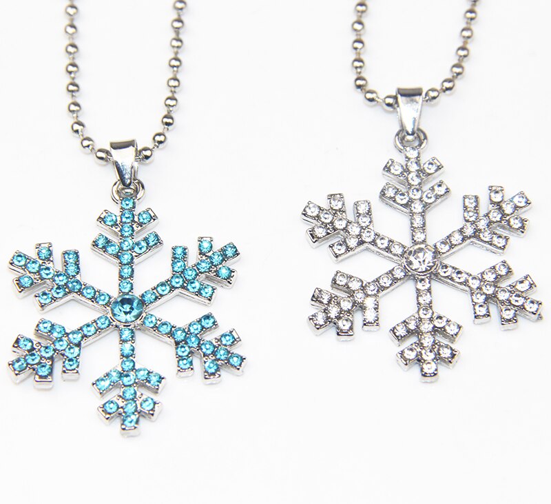 ZRM Charm Bule Snowflake Snowflower Necklace Snow Flower Pendant Jewelry For Christmas gifts