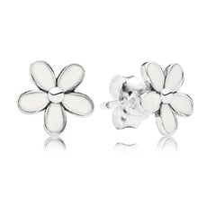 PDE091 Genuine 925 Sterling Silver Magnolia Bloom, Pale Cerise Enamel & Pink CZ Stud Earrings for Women Jewelry Bijoux