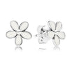 PDE091 Genuine 925 Sterling Silver Magnolia Bloom, Pale Cerise Enamel & Pink CZ Stud Earrings for Women Jewelry Bijoux