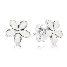PDE091 Genuine 925 Sterling Silver Magnolia Bloom, Pale Cerise Enamel & Pink CZ Stud Earrings for Women Jewelry Bijoux