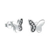 PDE091 Genuine 925 Sterling Silver Magnolia Bloom, Pale Cerise Enamel & Pink CZ Stud Earrings for Women Jewelry Bijoux
