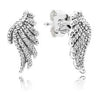 PDE100 S925 Hot Sale Genuine 925 Sterling Silver Statement Feather Fairy Wings Stud Earrings for Women Fashion Silver Jewe