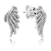PDE100 S925 Hot Sale Genuine 925 Sterling Silver Statement Feather Fairy Wings Stud Earrings for Women Fashion Silver Jewe