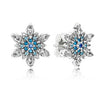 PDE11 925 Sterling Silver Geometric Snowflake Flower Clear CZ Stud Earrings for Women Brincos Fine Jewelry Bijoux Gift