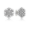PDE11 925 Sterling Silver Geometric Snowflake Flower Clear CZ Stud Earrings for Women Brincos Fine Jewelry Bijoux Gift