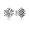 PDE11 925 Sterling Silver Geometric Snowflake Flower Clear CZ Stud Earrings for Women Brincos Fine Jewelry Bijoux Gift