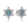 PDE11 925 Sterling Silver Geometric Snowflake Flower Clear CZ Stud Earrings for Women Brincos Fine Jewelry Bijoux Gift