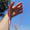 ZX Trendy Handmade Colorful Beaded Chain Choker Necklace Cute Similey Face Pendant Necklace  Jewelry Women Accessories