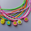 ZX Trendy Handmade Colorful Beaded Chain Choker Necklace Cute Similey Face Pendant Necklace  Jewelry Women Accessories