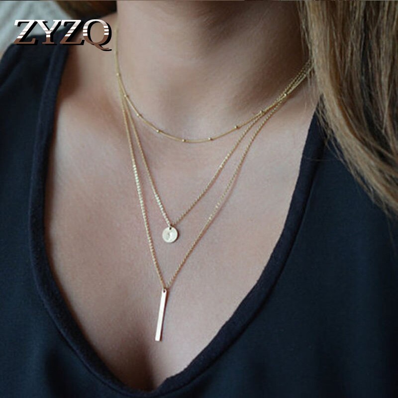 ZYZQ Noble Simple Long Pendant Necklace for Women  Temperament Stacking Clavicle Chain Elegant Female Jewelry 2022