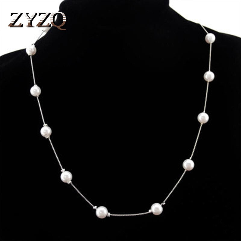 ZYZQ  Sweater Necklaces For Women With Exquisite Simulated Pearl Anniversary Present Accessories For Women