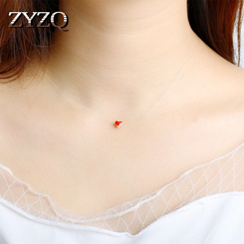 ZYZQ Red Heart Necklace Cute Romantic Simple Daily Wear Necklace Euro Style Simple Birthday Gift Accessories Jewel Sale
