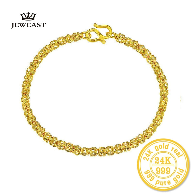 ZZZ 24k Pure Gold Bracelets Bead Bangle Technology Elegant Graceful Wedding Women Gril Gift Chain & Link Bracelet Party