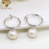 2020 Circle Earrings Pearl and 925 Silver Tube Circle Earrings Fashion Jewelry For Ladies