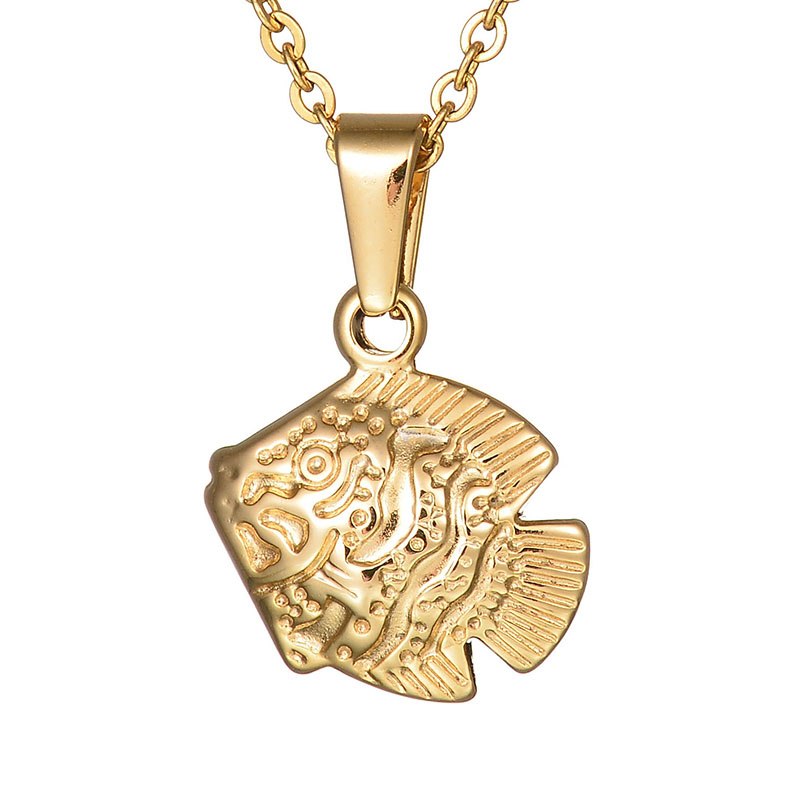 2020 New Gold Color Stainless Steel Tropical Fish Pendant Necklace Women Cute Simple Animal Choker Necklaces Collares