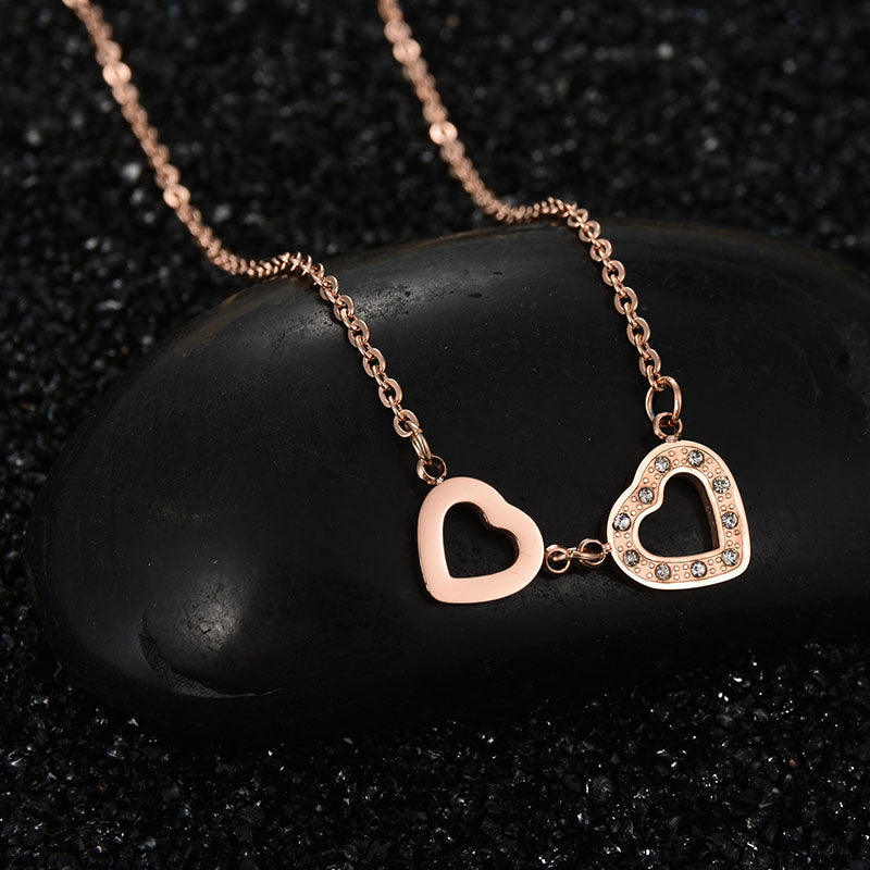 2020 New Rose Gold Silver Color Crystal Love Heart Choker Necklace Women Stainless Steel Chocker Necklaces Collares Mujer