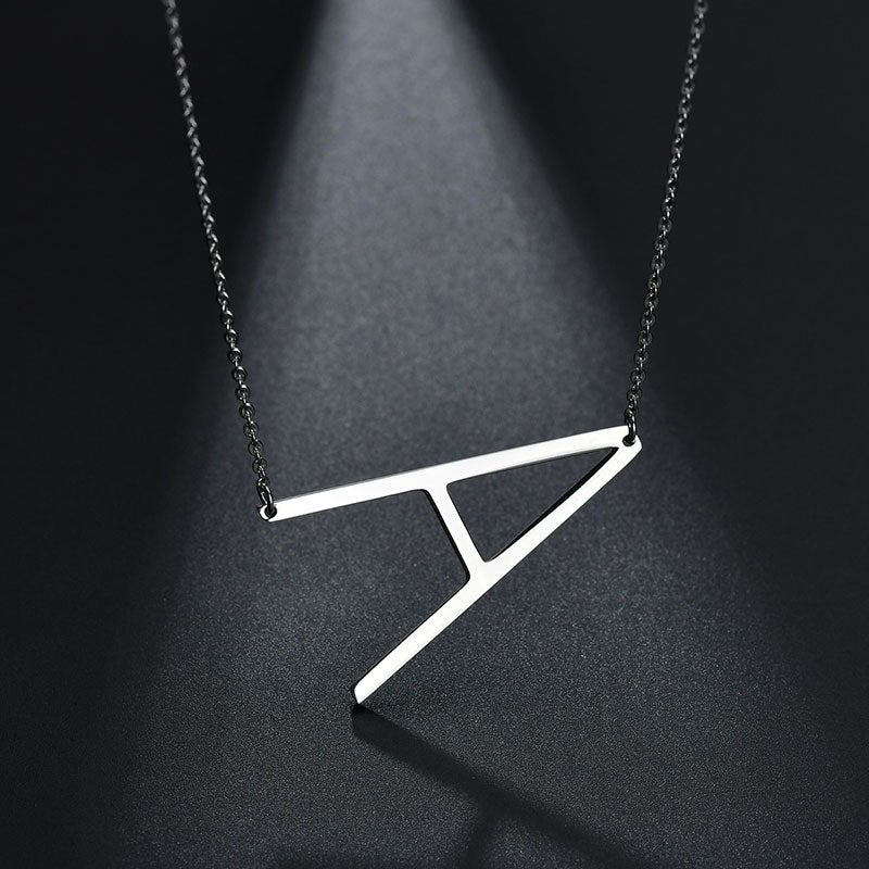2020 Silver Color Initial Letter Necklace Choker Women A-Z Shape Classic Alphabet Letter Necklaces Stainless Steel Jewelry