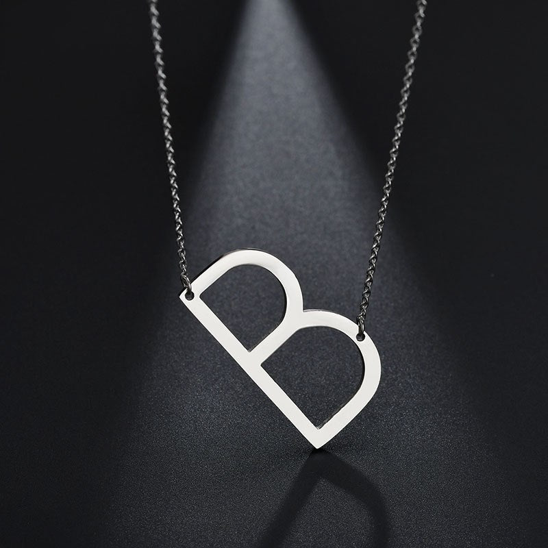 2020 Silver Color Initial Letter Necklace Choker Women A-Z Shape Classic Alphabet Letter Necklaces Stainless Steel Jewelry