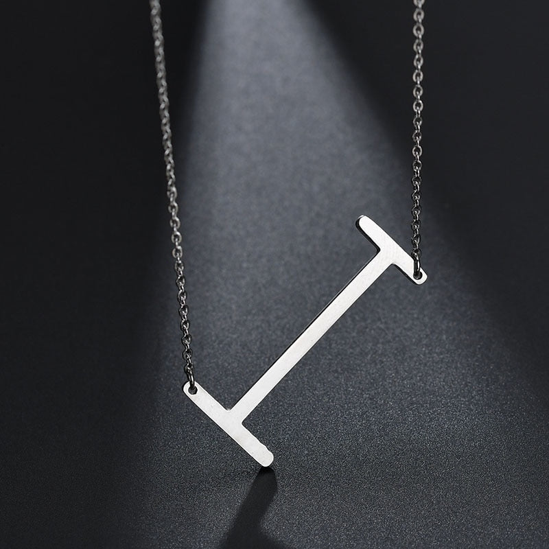 2020 Silver Color Initial Letter Necklace Choker Women A-Z Shape Classic Alphabet Letter Necklaces Stainless Steel Jewelry