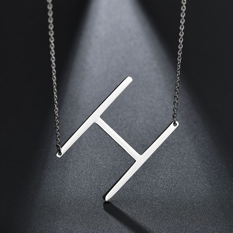 2020 Silver Color Initial Letter Necklace Choker Women A-Z Shape Classic Alphabet Letter Necklaces Stainless Steel Jewelry