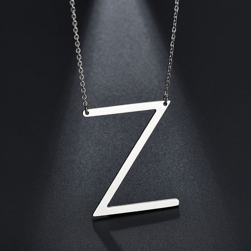 2020 Silver Color Initial Letter Necklace Choker Women A-Z Shape Classic Alphabet Letter Necklaces Stainless Steel Jewelry