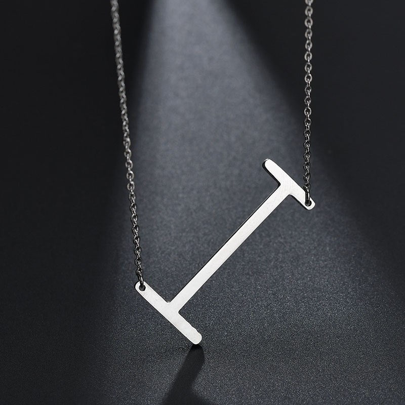 2020 Silver Color Initial Letter Necklace Choker Women A-Z Shape Classic Alphabet Letter Necklaces Stainless Steel Jewelry