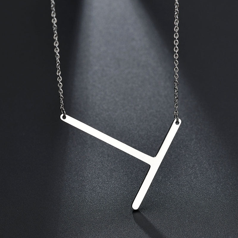 2020 Silver Color Initial Letter Necklace Choker Women A-Z Shape Classic Alphabet Letter Necklaces Stainless Steel Jewelry