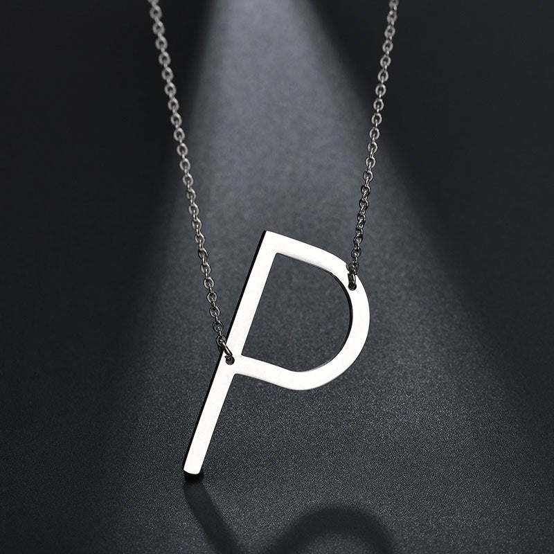 2020 Silver Color Initial Letter Necklace Choker Women A-Z Shape Classic Alphabet Letter Necklaces Stainless Steel Jewelry