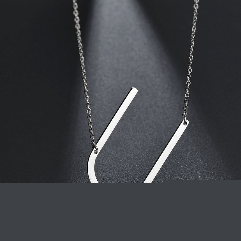 2020 Silver Color Initial Letter Necklace Choker Women A-Z Shape Classic Alphabet Letter Necklaces Stainless Steel Jewelry