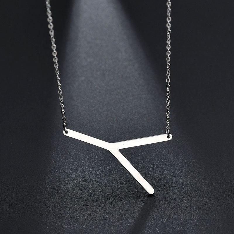 2020 Silver Color Initial Letter Necklace Choker Women A-Z Shape Classic Alphabet Letter Necklaces Stainless Steel Jewelry