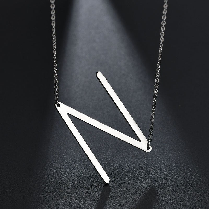 2020 Silver Color Initial Letter Necklace Choker Women A-Z Shape Classic Alphabet Letter Necklaces Stainless Steel Jewelry