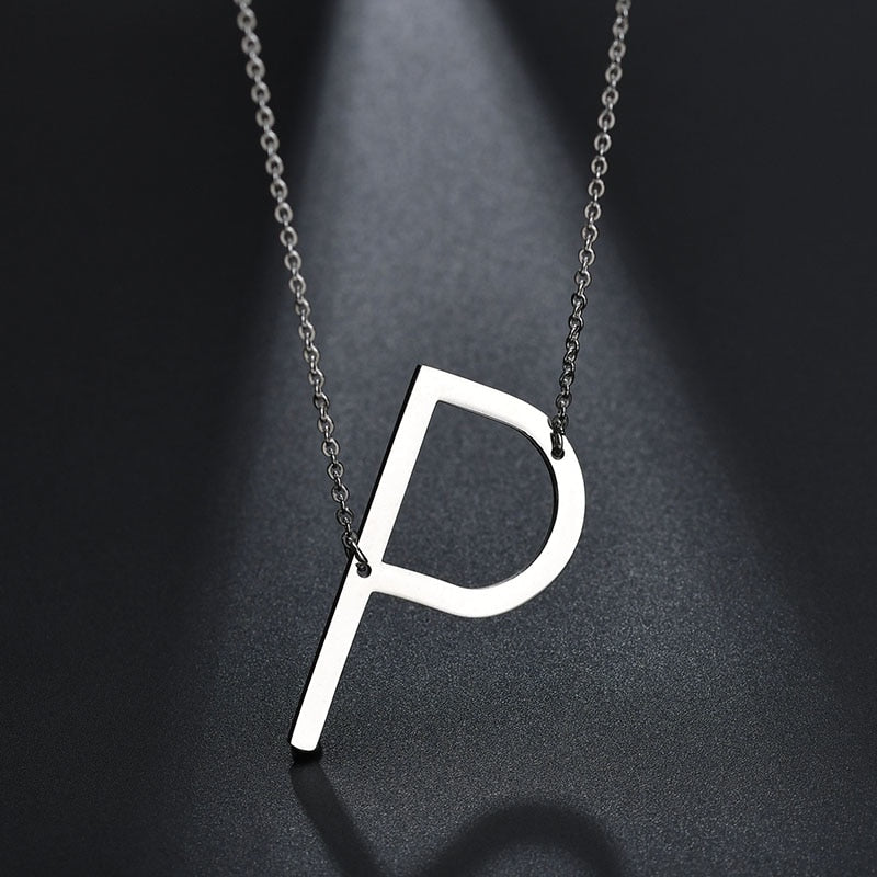2020 Silver Color Initial Letter Necklace Choker Women A-Z Shape Classic Alphabet Letter Necklaces Stainless Steel Jewelry