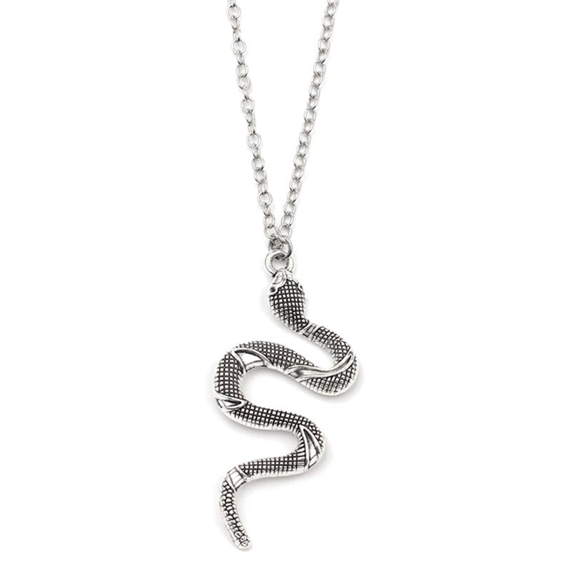 Zinc Alloy Punk Style Animal Snake Viper Cobra Pendant Chain Collar Necklace Women Men Gift Jewelry