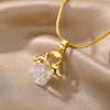 Zircon Angel Girl Pendant Necklace Charm Crystal Necklaces For Women 2023 Stainless Steel Couple Jewerly Christmas Gift collares