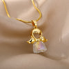 Zircon Angel Girl Pendant Necklace Charm Crystal Necklaces For Women 2023 Stainless Steel Couple Jewerly Christmas Gift collares