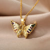 Zircon Butterfly Pendant Necklace For Women Stainless Steel Gold Color Necklaces Charm Bling CZ Wedding Couple Aesthetic Jewerly