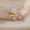 Zircon Butterfly Rings For Women Girls Stainless Steel Crystal Gold  Gold Color Finger Rind Female Couple Jewerly Gift