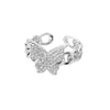 Zircon Butterfly Rings for Women Open Adjustable Stainless Steel Shiny Finger Ring 2023 Trend Wedding Couple Jewelry anillos