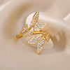 Zircon Butterfly Rings for Women Open Adjustable Stainless Steel Shiny Finger Ring 2023 Trend Wedding Couple Jewelry anillos