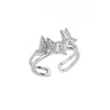 Zircon Butterfly Rings for Women Open Adjustable Stainless Steel Shiny Finger Ring 2023 Trend Wedding Couple Jewelry anillos