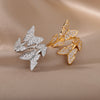Zircon Butterfly Rings for Women Open Adjustable Stainless Steel Shiny Finger Ring 2023 Trend Wedding Couple Jewelry anillos